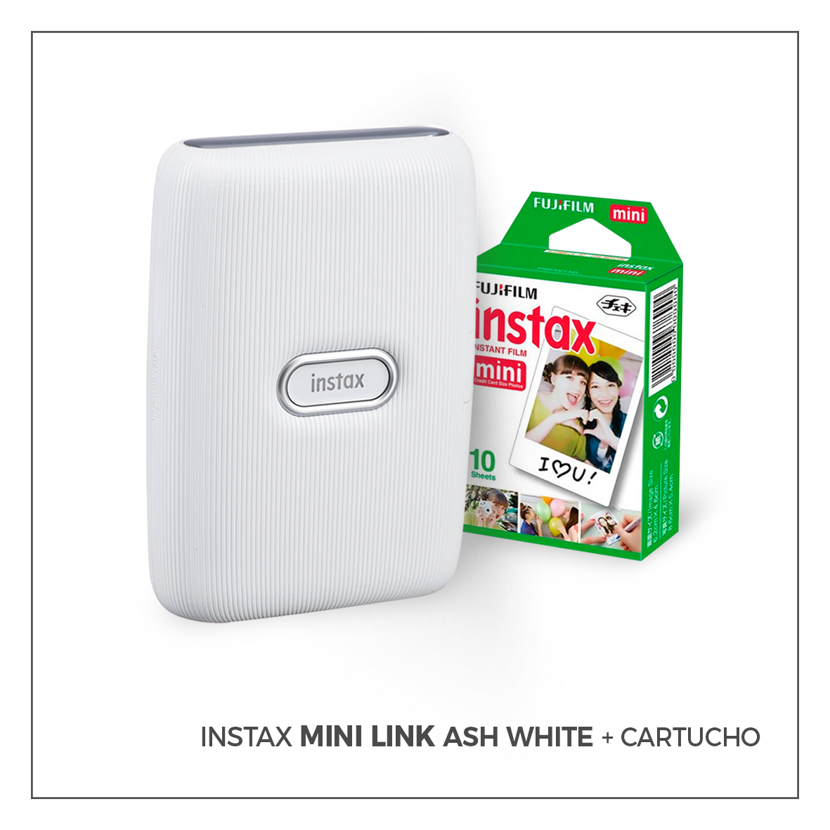 Fujistore  Impresora Instax MINI LINK Ash White + Cartucho x 10unds.